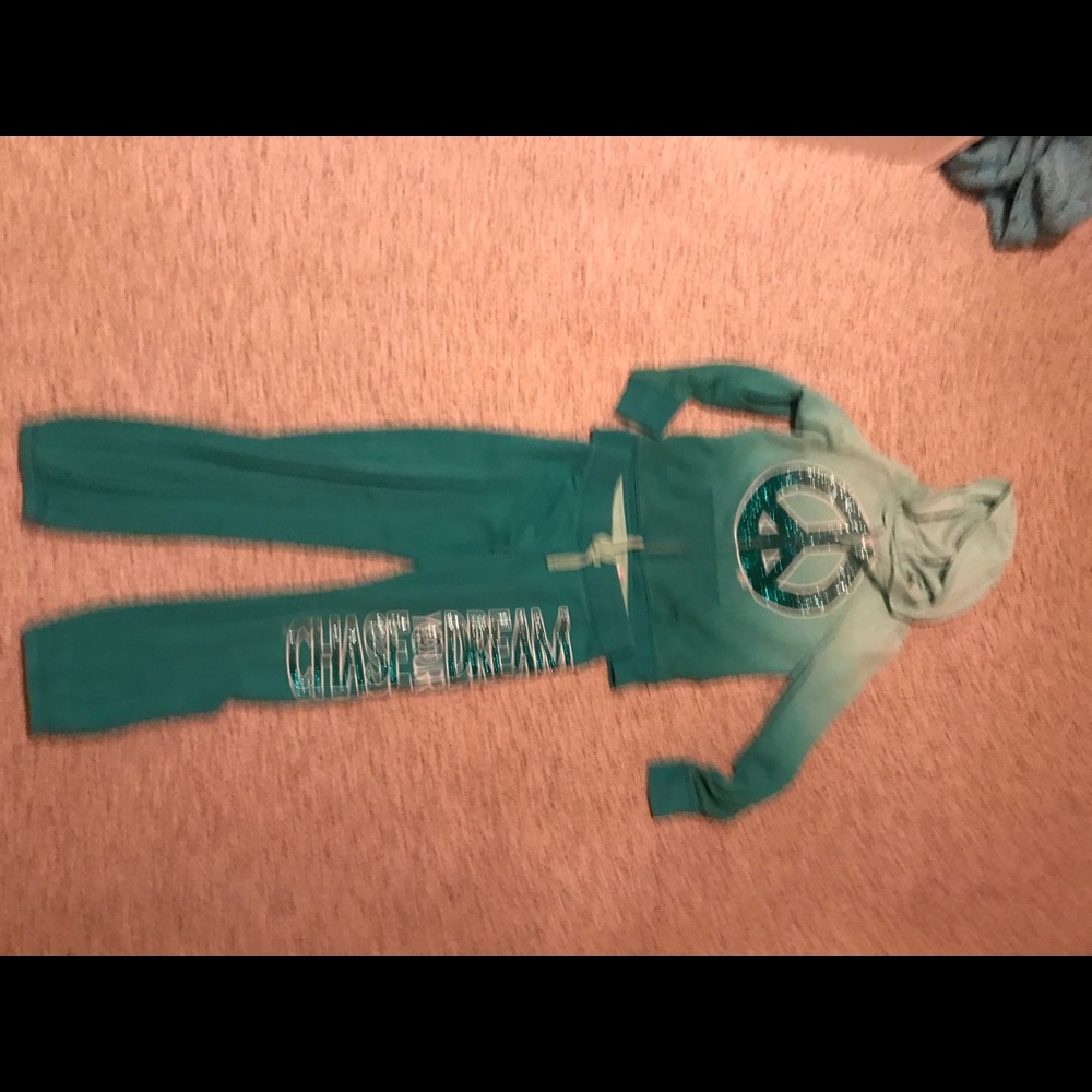 Girls Justice sweatsuit size 12 jacket 10 pants