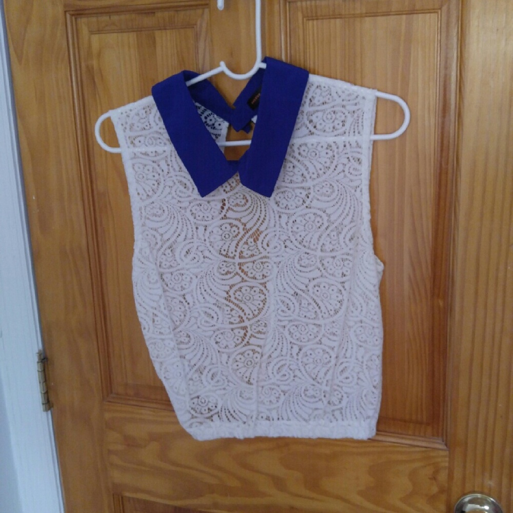 Sexy lace top.White x royal blue. Brand new.Size s