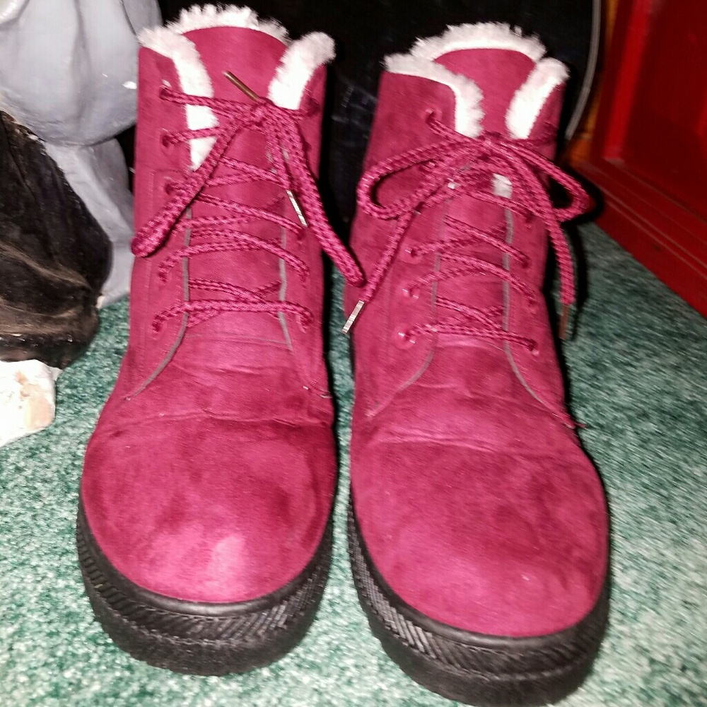 ×SOLD× Suede Flat Platform Velvet Lace Up Boots