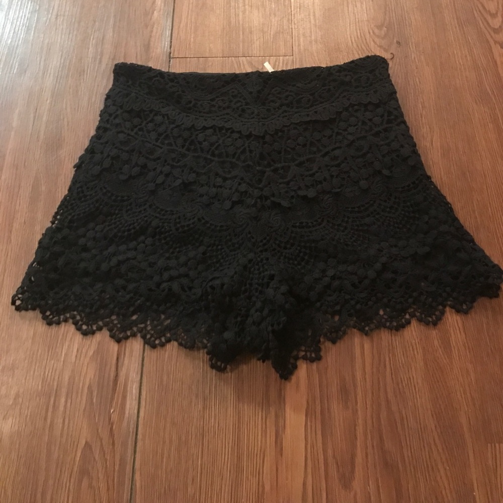 Black crochet shorts