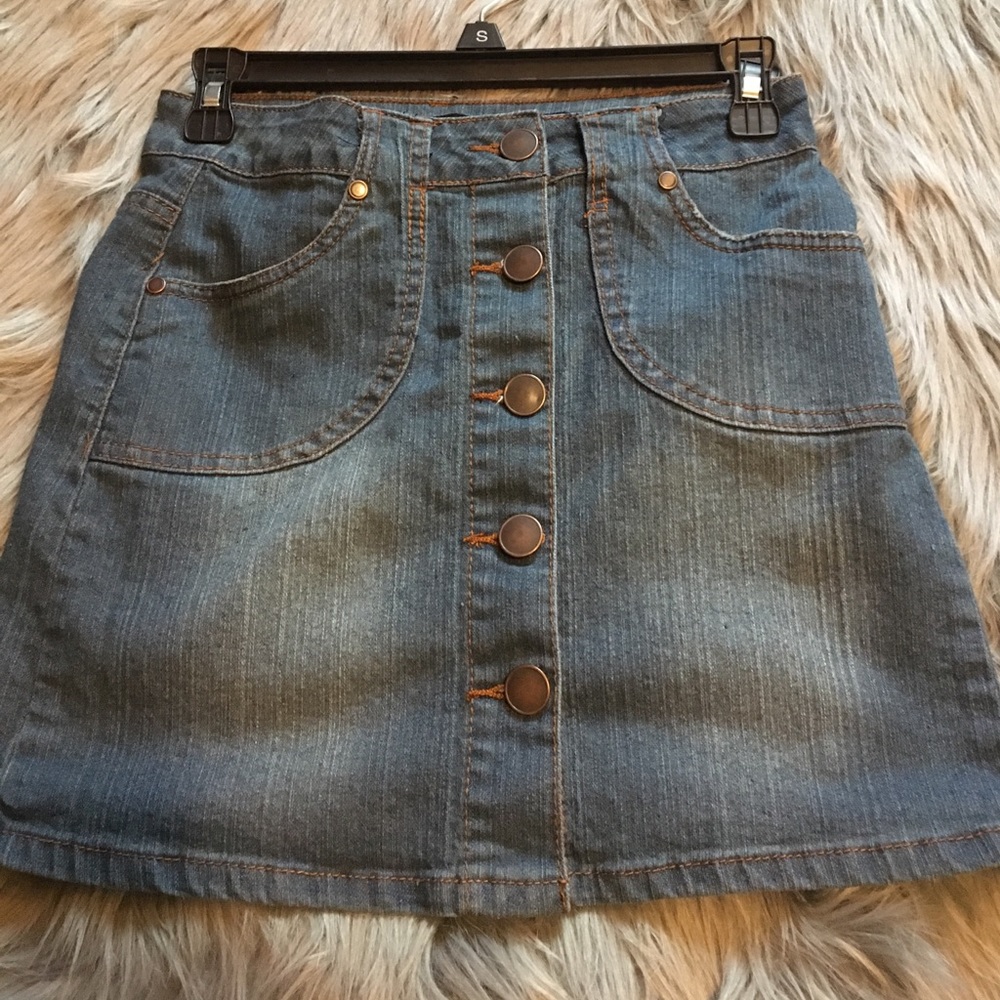Button up denim skirt