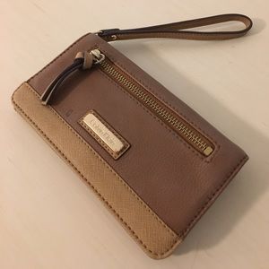 Calvin Klein Brown Leather Wristlet
