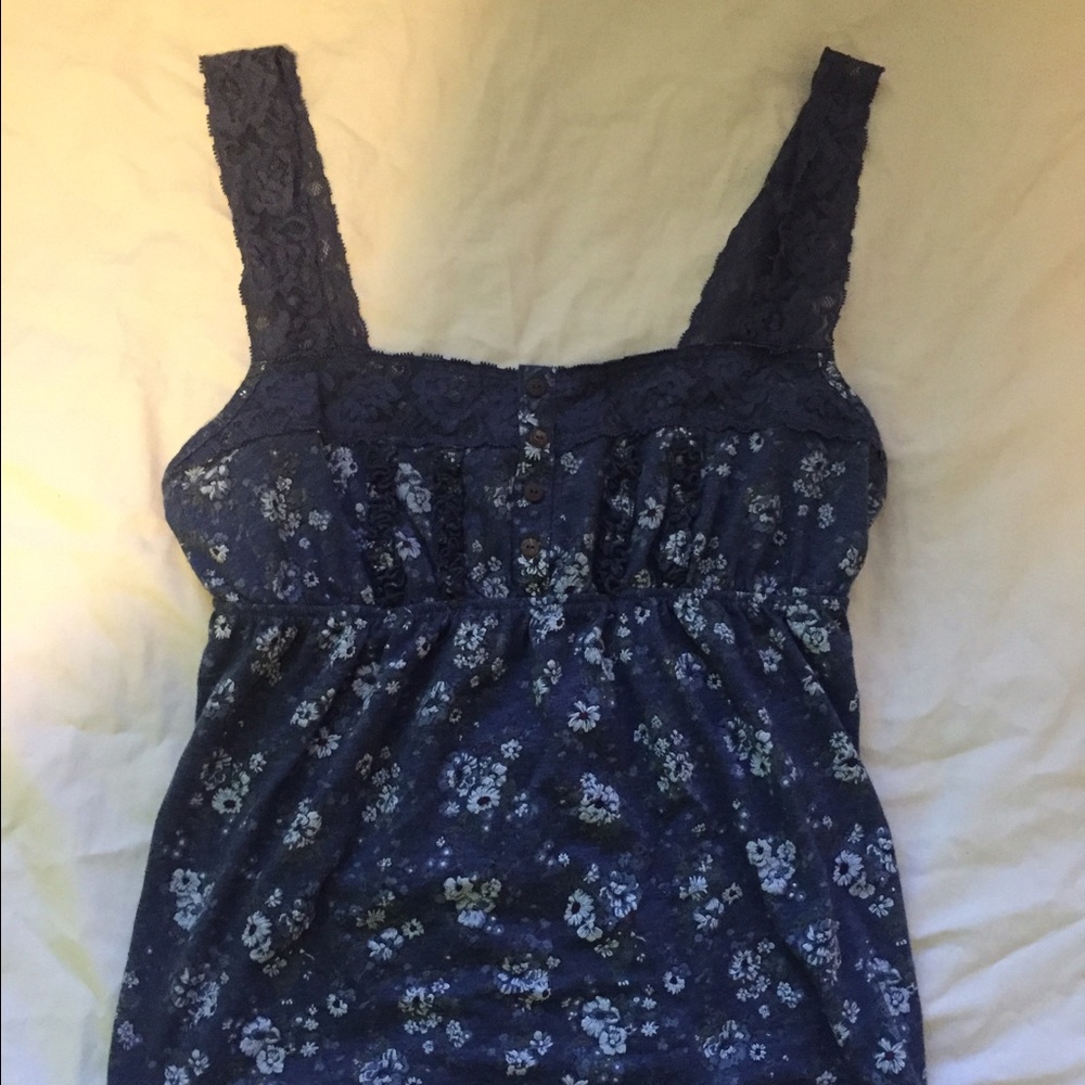 Floral blue tank top