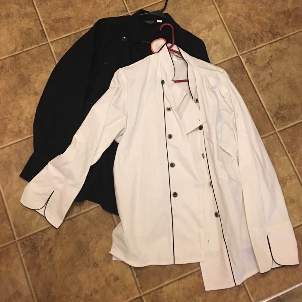 Lot of 2 Chef's Coats (Black & White)