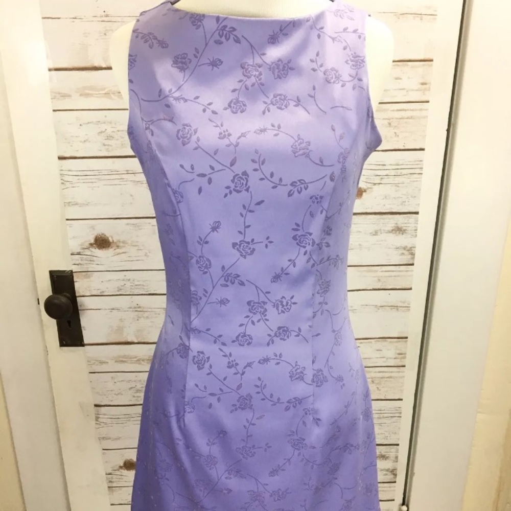 90s Jodi Kristopher satin dress purple Floral smal