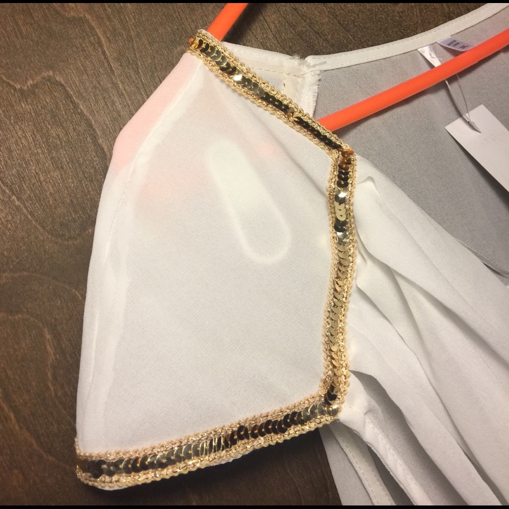 White & Gold Blouse - Picture 4 of 5