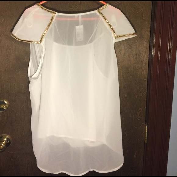 White & Gold Blouse - Picture 3 of 5