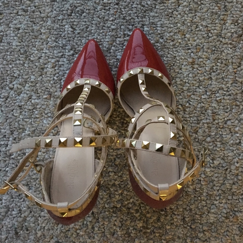 Red and beige heels