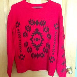 Red with black tribal print sweater