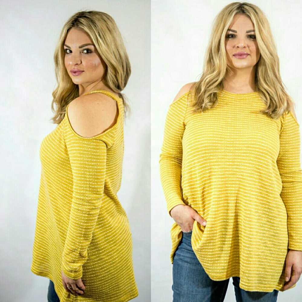 Yellow and white stripes top