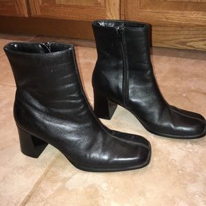 Ladies square toe leather boots