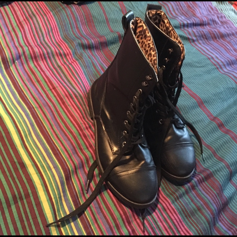 Leopard Lined Combat Boots