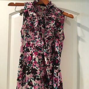 Ruffle Front Floral Blouse