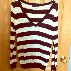 Striped v-neck sweater