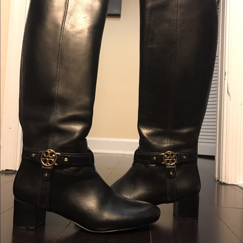 Black Leather Tory Burch Knee High Boot 7M