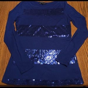 Chaus Sport Long Sleeve Sequin Striped Shirt Small