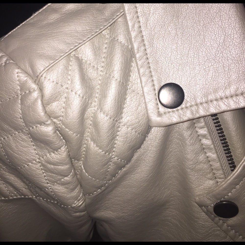 Faux leather metallic moto jacket