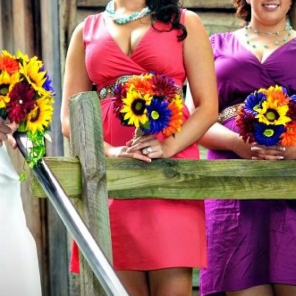 Classic Hot Pink Empire Waist Dress - Picture 2 of 4