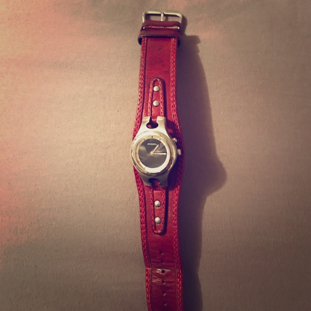 Leather fossil watch