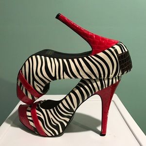 Zebra striped high heels