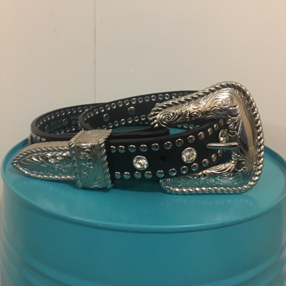 Rhinestone Western Leather Belt