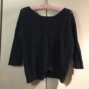 3/4 sleeve navy sweater