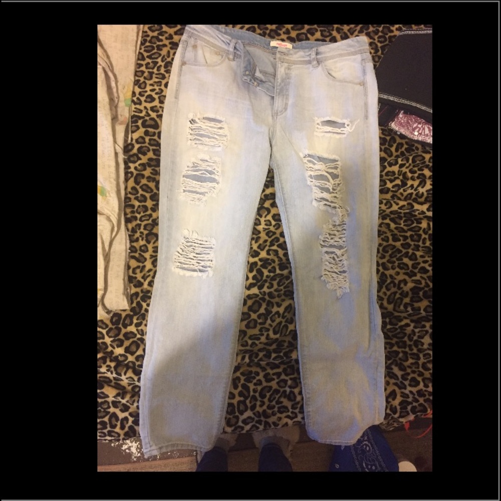 Full-Length Distressed Boyfriend Jeans