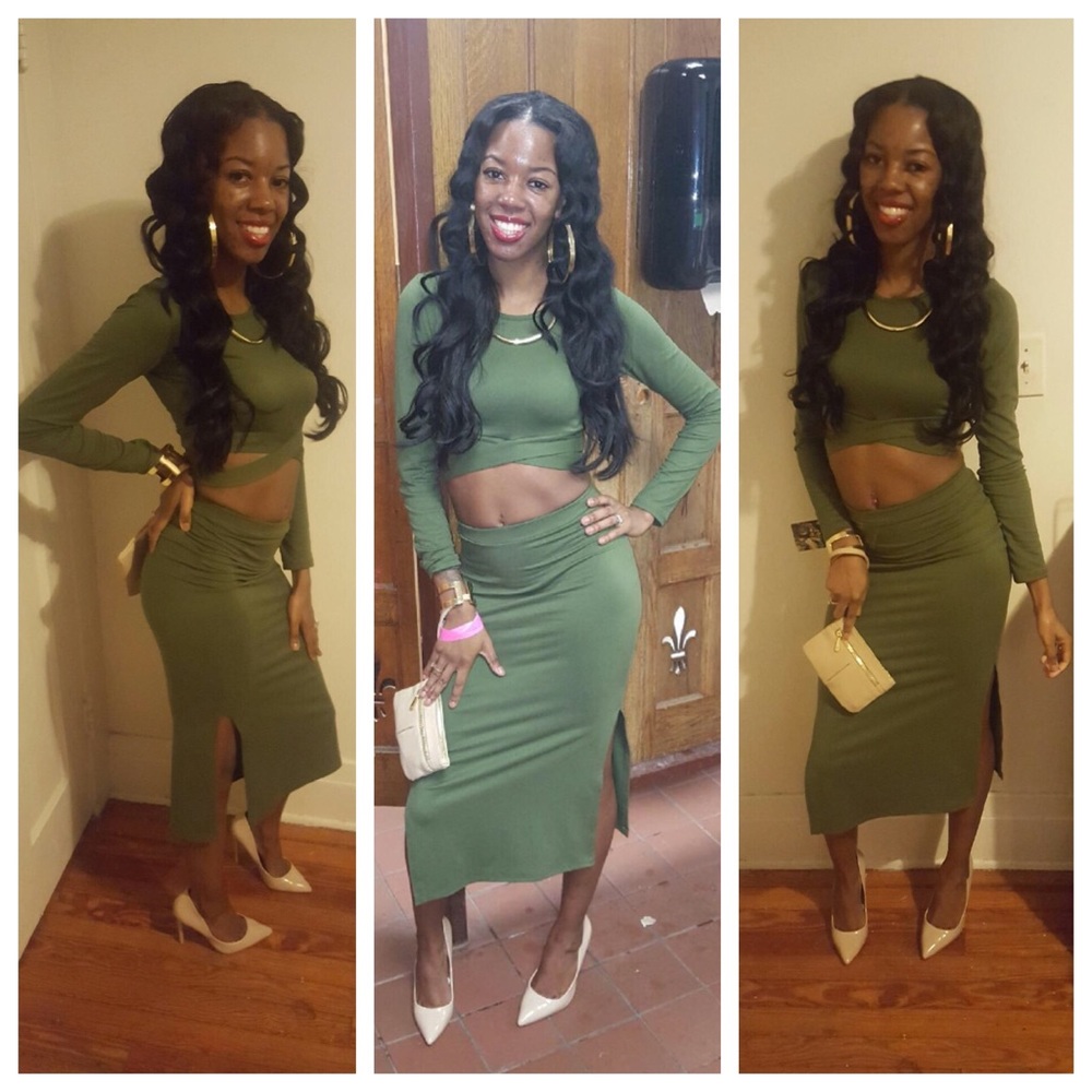 Sexy two piece skirt set with splits on both sides