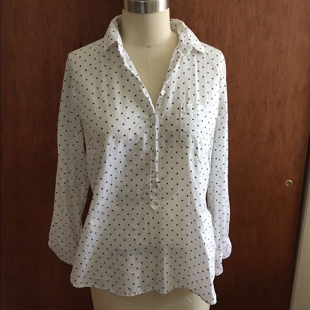J. Crew polka dot pop-over shirt