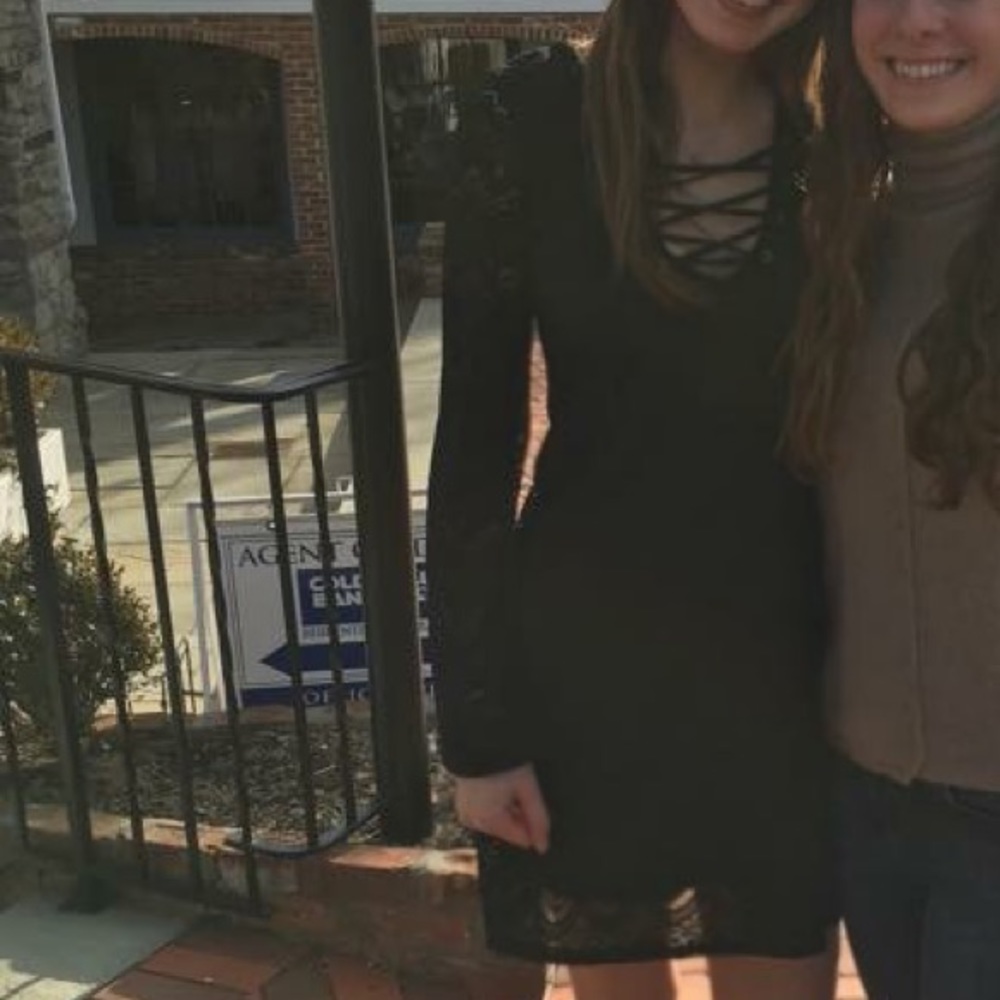 Black lace up dress (pacsun)