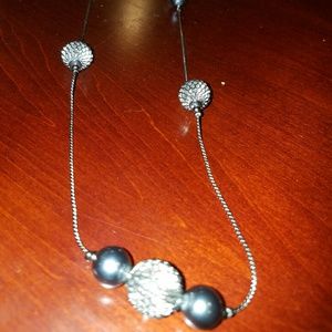 Long Mesh & silver necklace