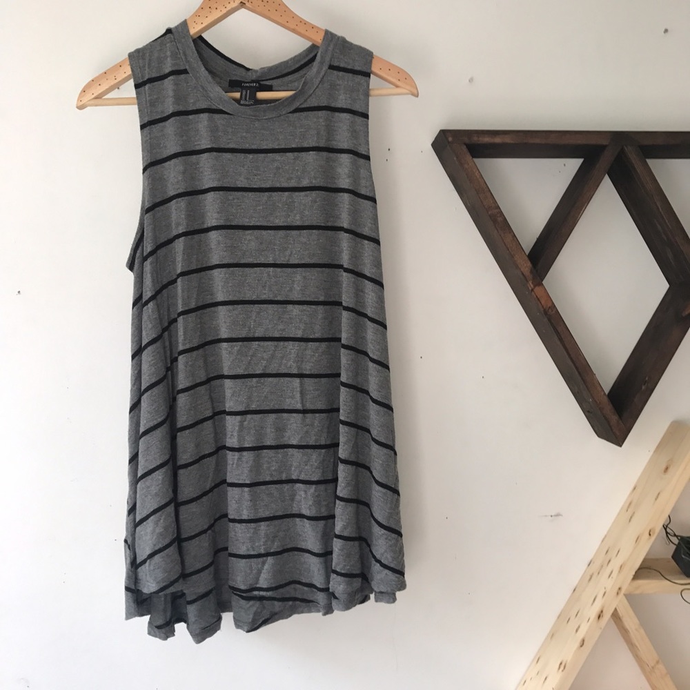 Grey and black striped tank top
