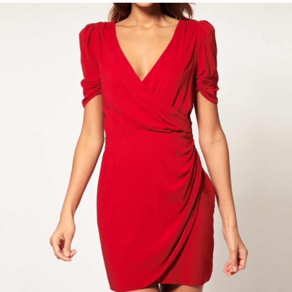ASOS red wrap dress