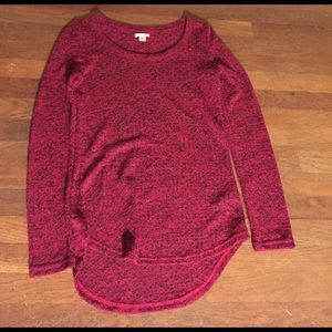 Deep red and black long sleeve shirt
