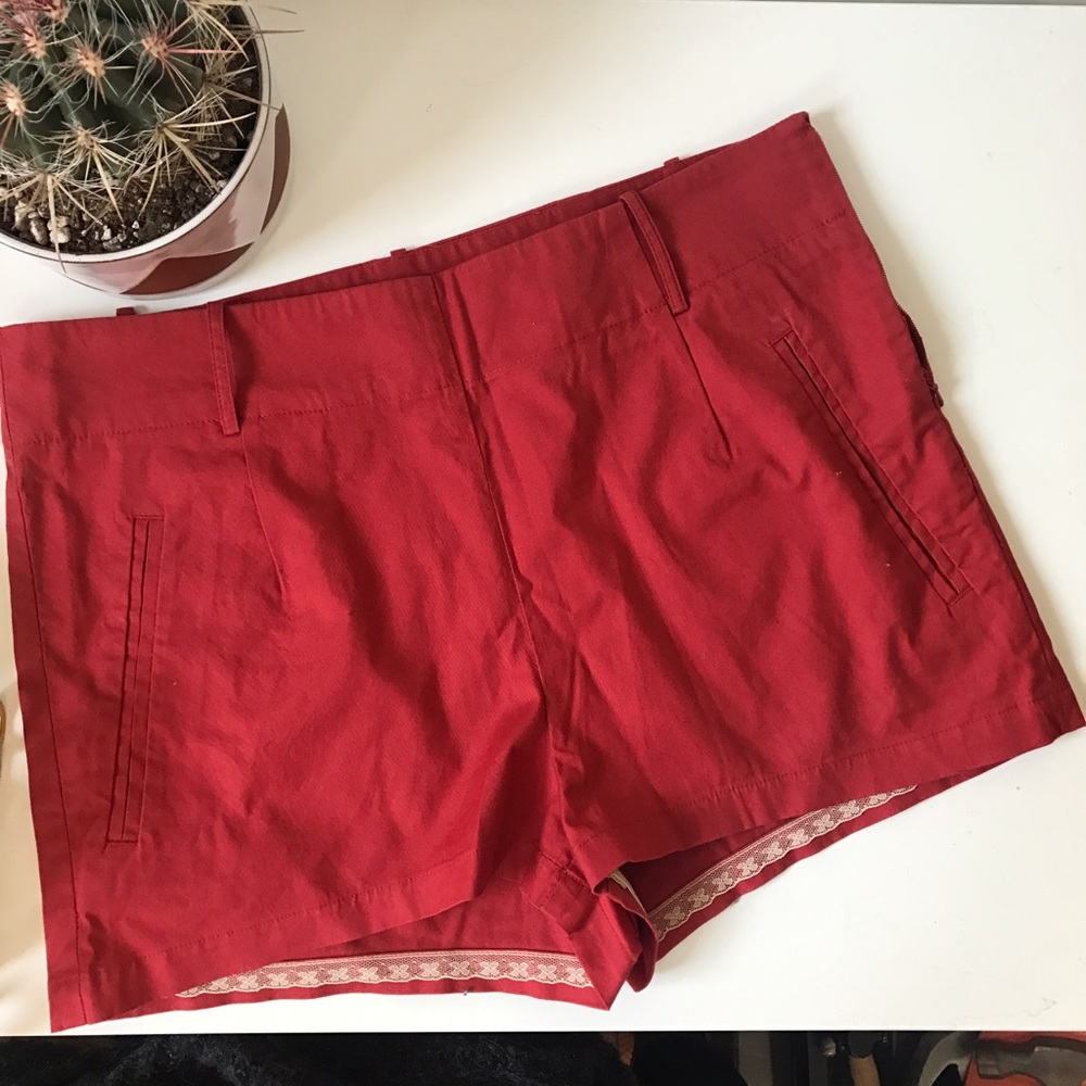 High waisted red short shorts
