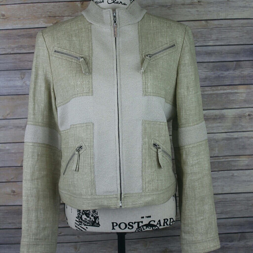 St. John Sport Linen Blend Full Zip Jacket M
