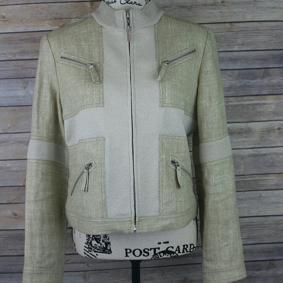 St. John Sport Linen Blend Full Zip Jacket M - Picture 1 of 4