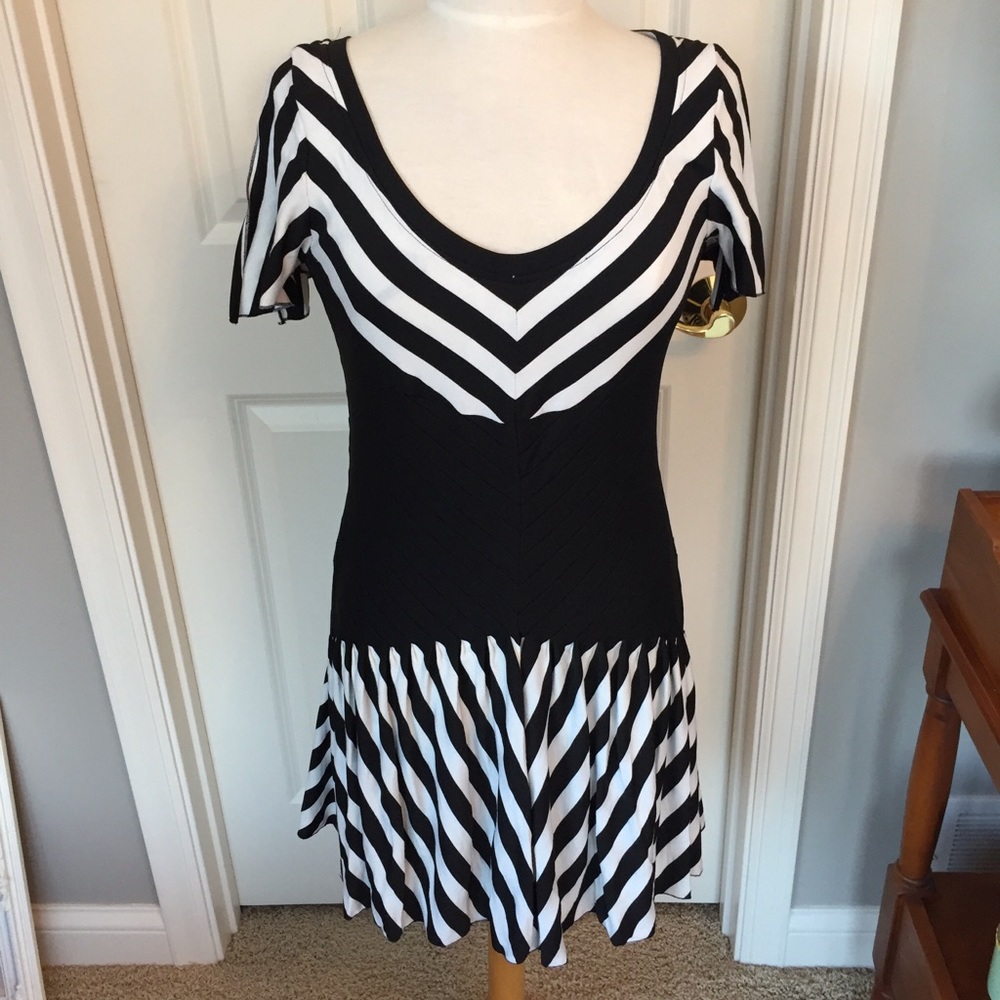 NWT Hugging Kisses Black & White Striped Dress