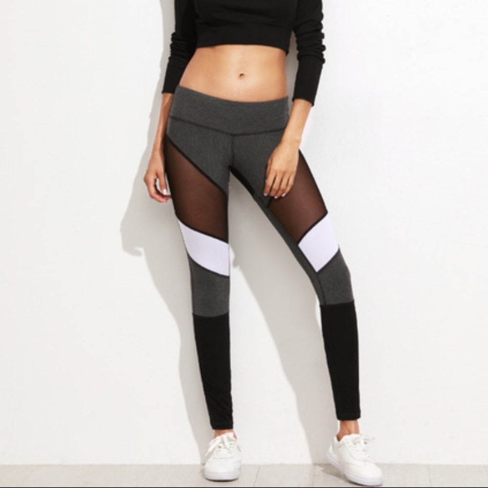 color block mesh insert leggings