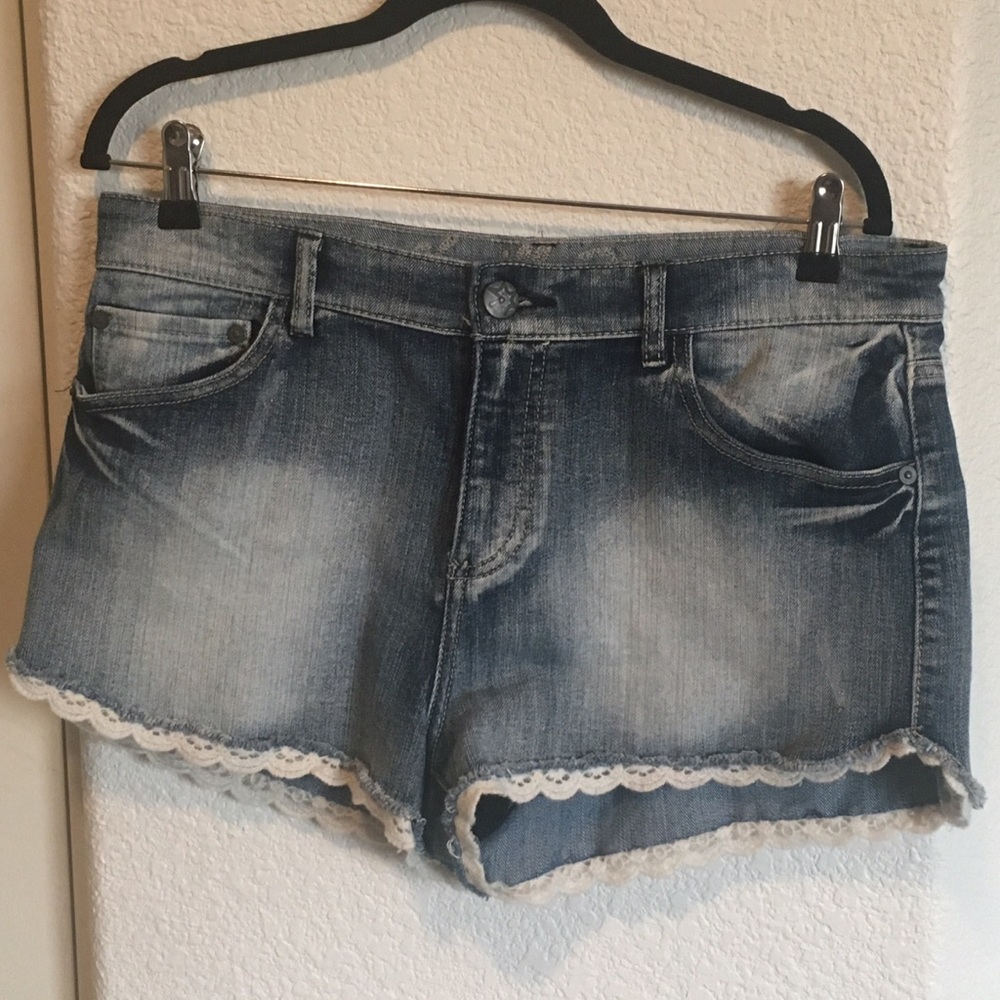 Blue denim shorts