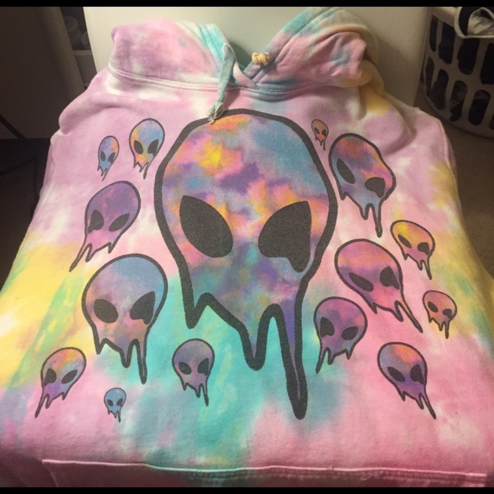 Alien Tie Die Sweatshirt with Hood