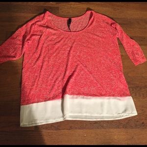 Sheer pink tunic white trim