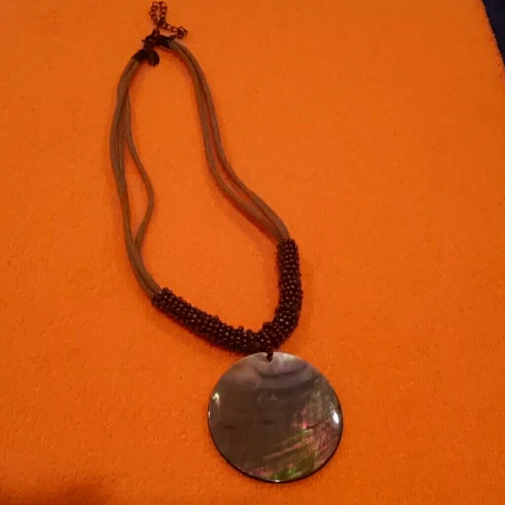 Corded Necklace with Beautiful Abolne Piece