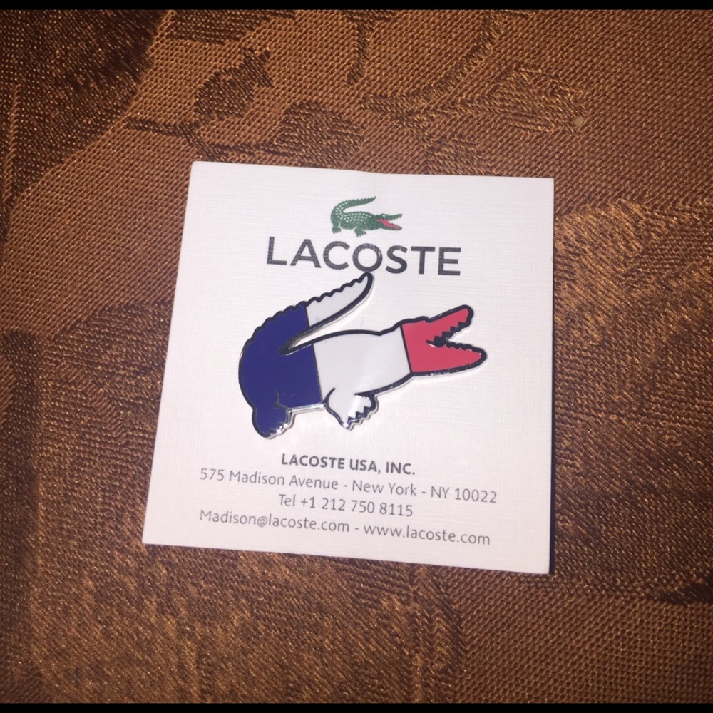 Brand new. Lacoste pin. Red, white and blue!