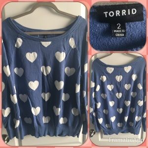 Torrid Blue Sweater w/ Hearts