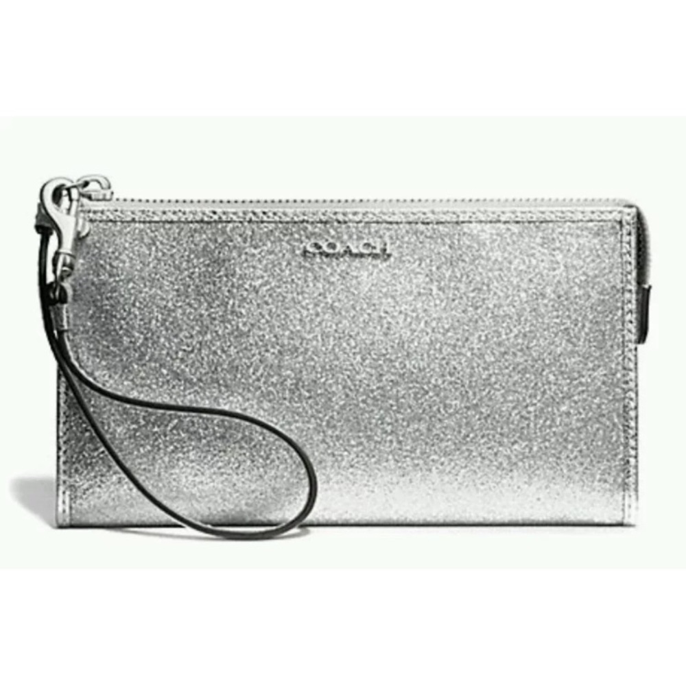 Coach 50711 Glitter Silver zip wallet