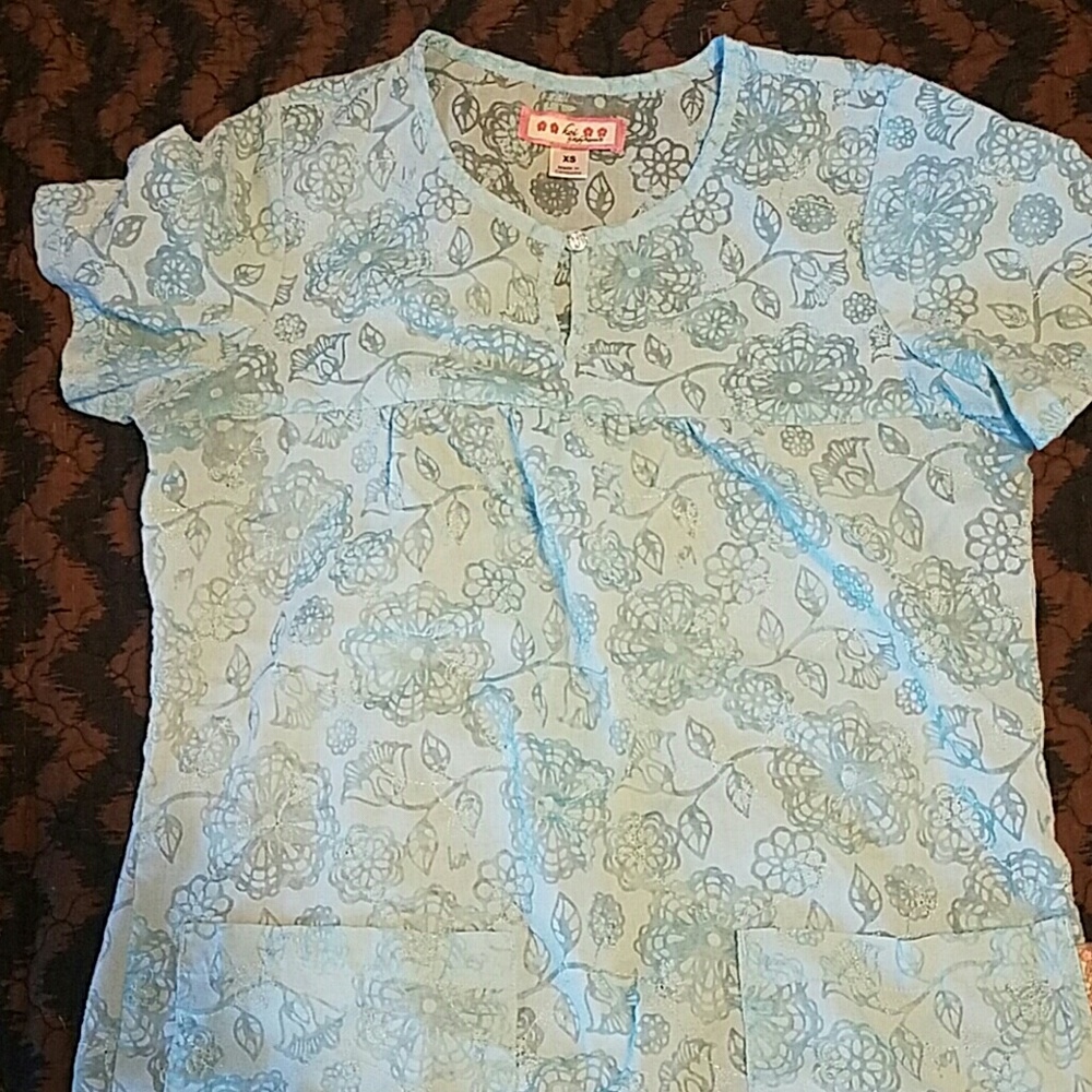 Koi Blue Flower Scrubs