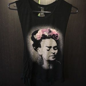 A black Frida Kahlo top