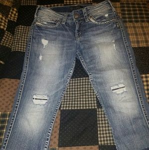 Silver Brand Tuesday distressed Capri's