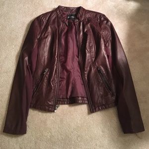 Maroon faux leather jacket